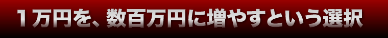 １万円を、数百万円に増やすという選択